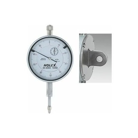 Holex Dial Indicator, Lug Back, Shock-Resistant, Measuring range / Body Diameter: 10/58 mm 432000 10/58B